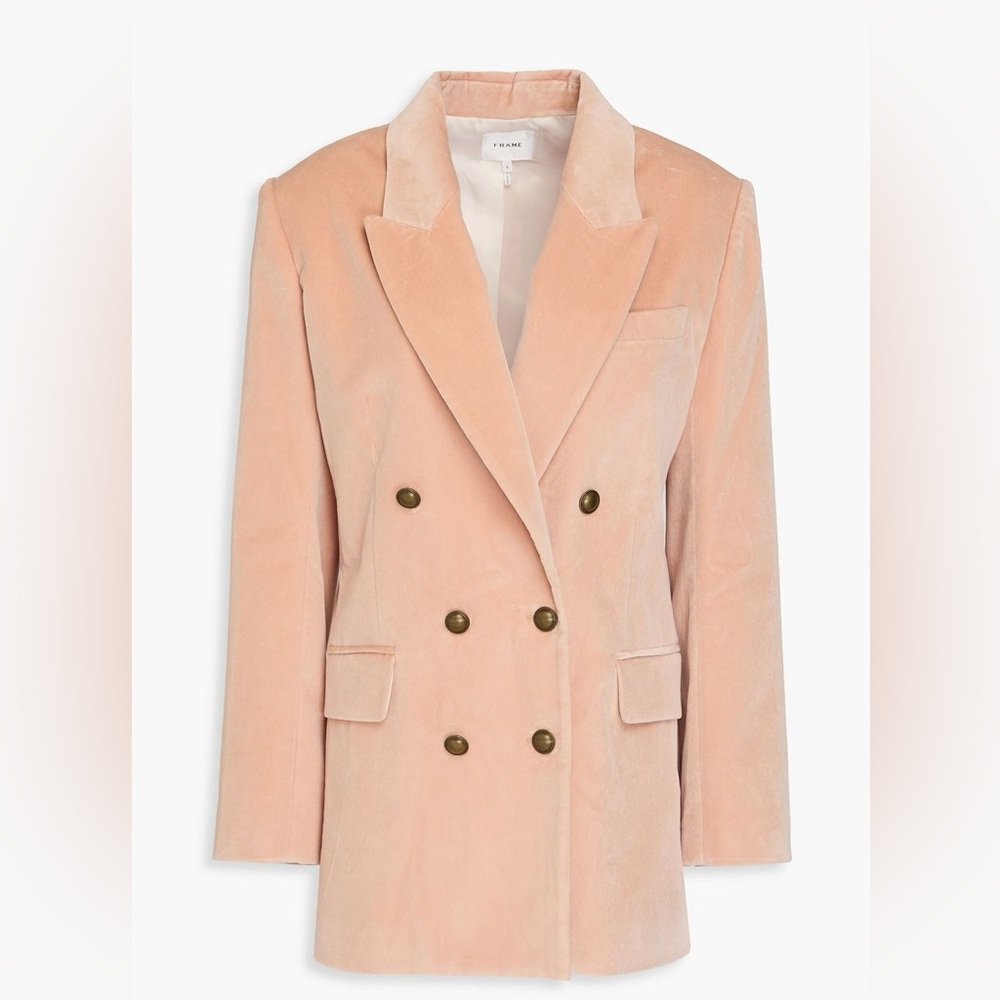 FRAME Double-breasted cotton-blend velvet blazer